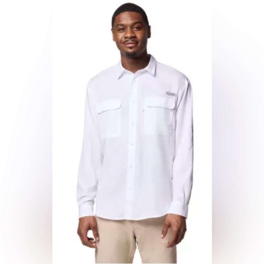 •COLUMBIA•NWT WHITE OMI-SHADE 40-UPF RATED LONG SLEEVE BUTTON UP SHIRT SIZE XL